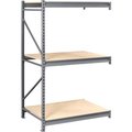 Tennsco Tennsco Bulk Storage Rack - 48"W x 24"D x 96"H - Add-On - 3 Shelf Levels - Wood Deck - Medium Gray BU-482496PA-MGY